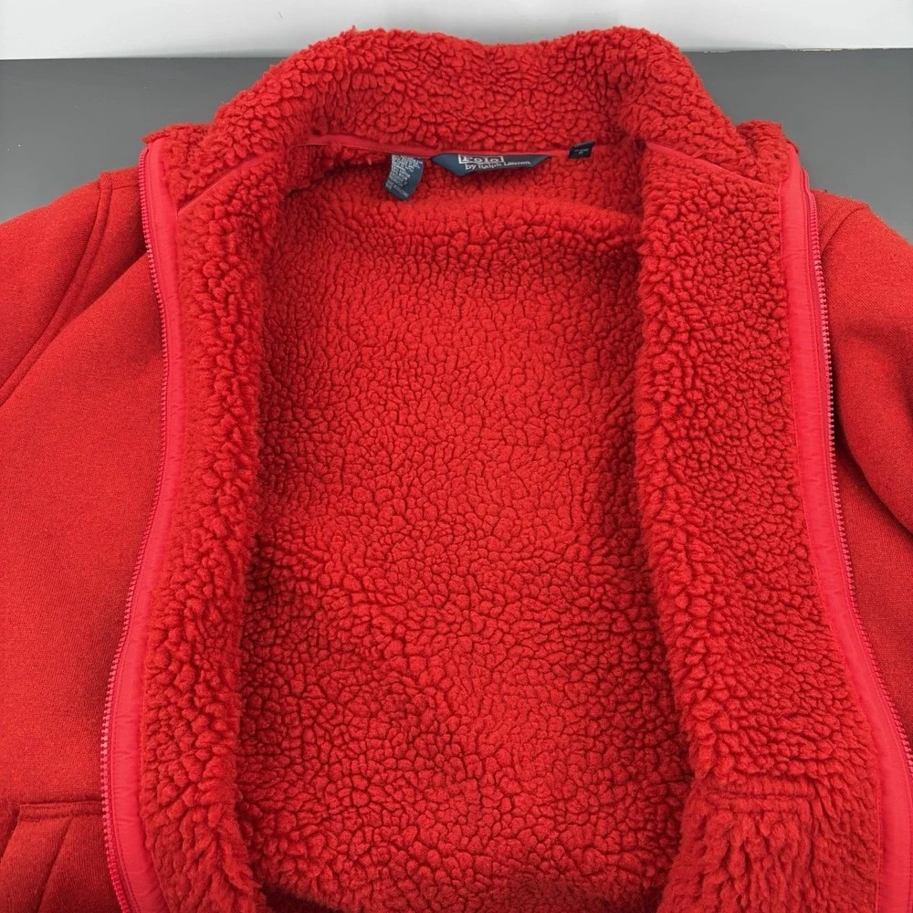 Ralph Lauren Polo‎ Mens XLT Red Full Zip Sherpa Lining Sweater Pony Heavyweight